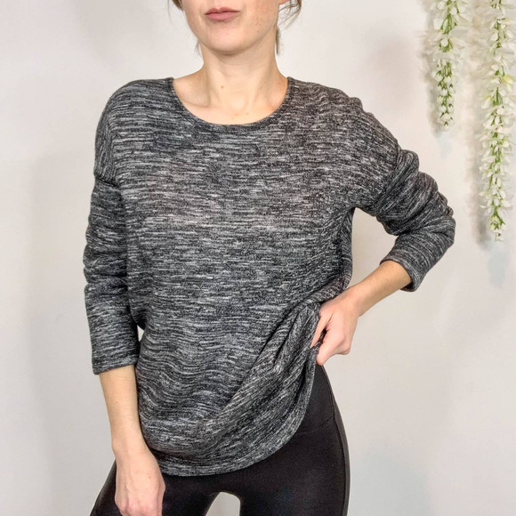 J. CREW space dyed knit sweater top exposed back zipper charcoal 2661 - Picture 2 of 10